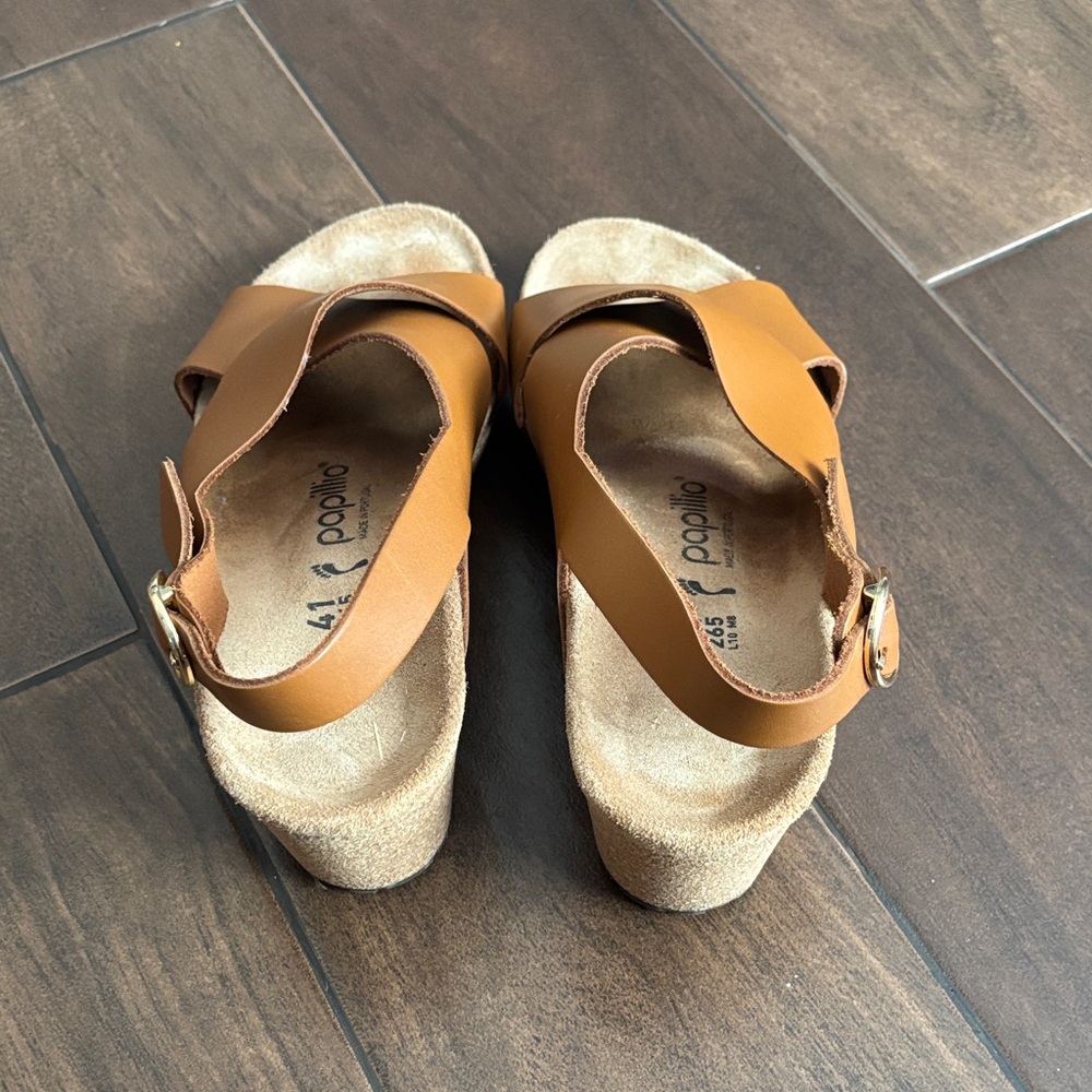 Birkenstock Papillio Samira Tan Cross-Strap Sandals - 41 - Picture 2 of 4